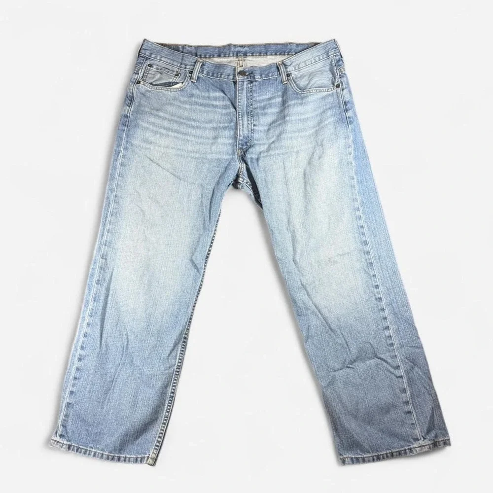 Levi's 569 Loose Straight Light Wash Whiskered Jeans Distressed 40x30
